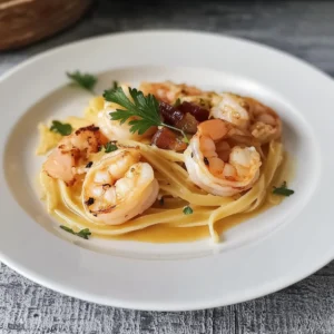 espaguetis con gambas al ajillo​