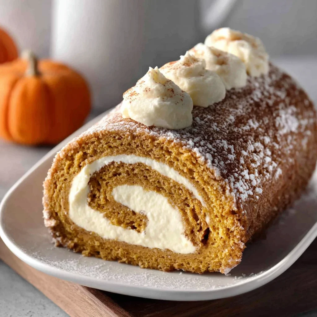 Fall Pumpkin Spice Roll Cake