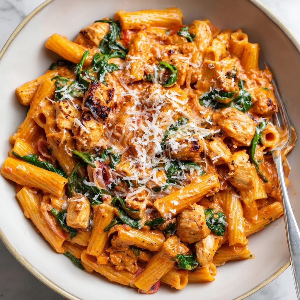 Creamy Tomato Spinach Chicken Pasta