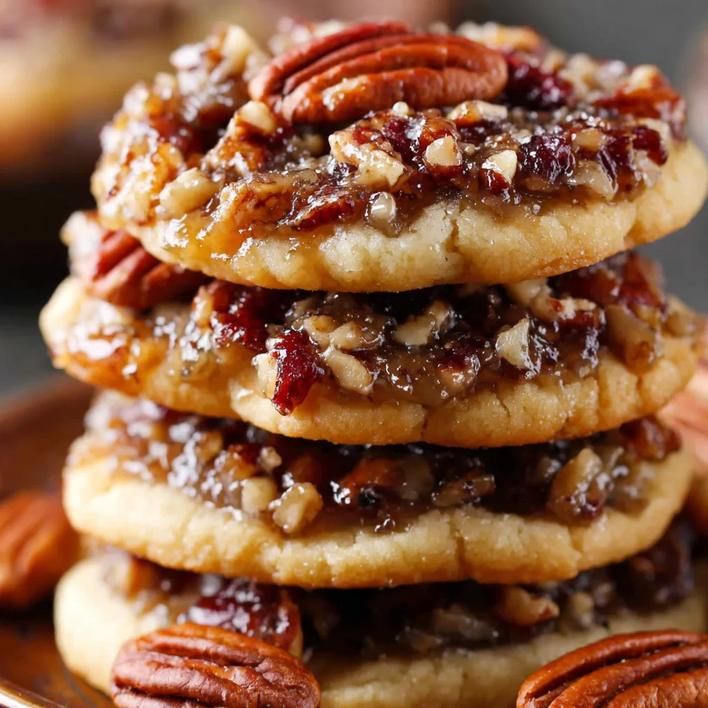 Chewy Pecan Pie Cookies with Caramelized Filling