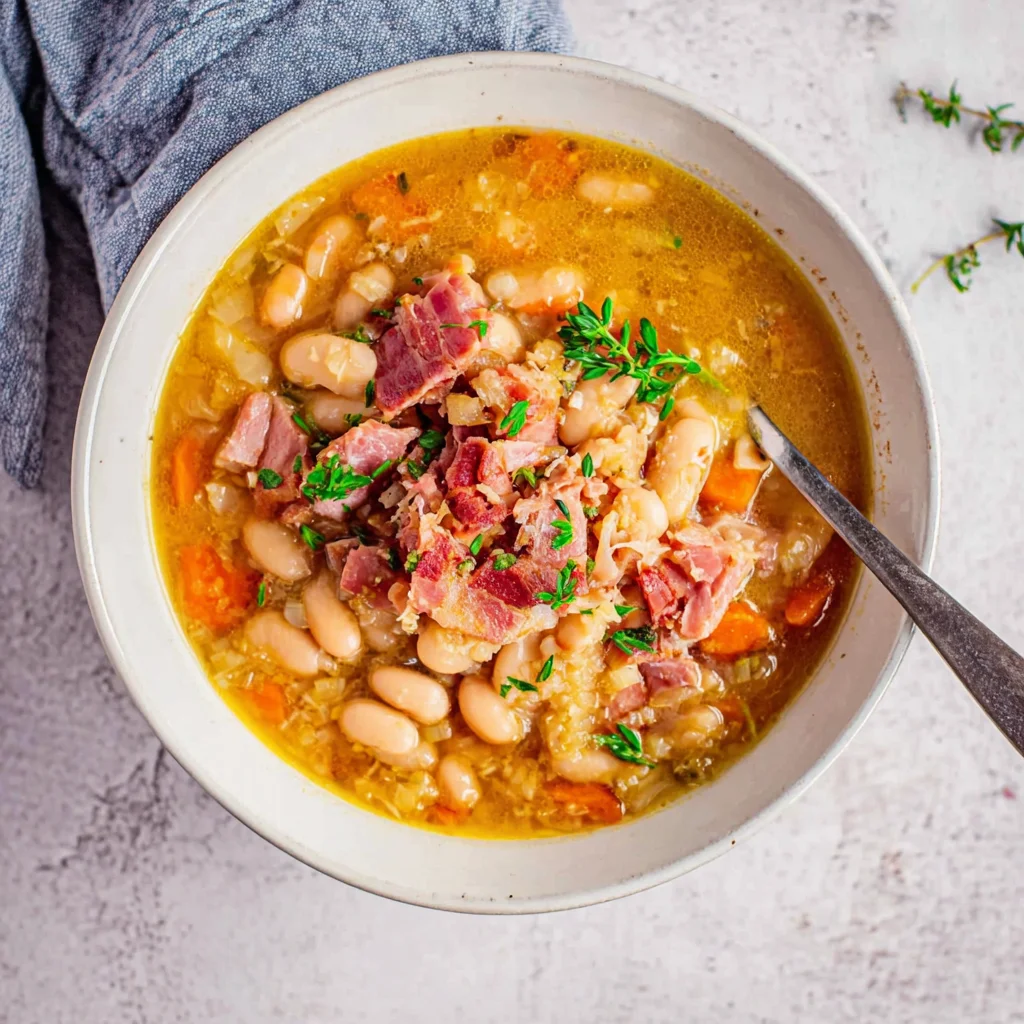 Easy Slow Cooker Ham Bone Bean Soup