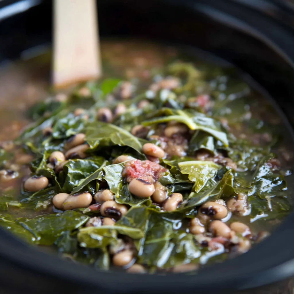 The Ultimate Comfort: Slow-Cooker Crockpot Black Eyed Peas and Collard Greens