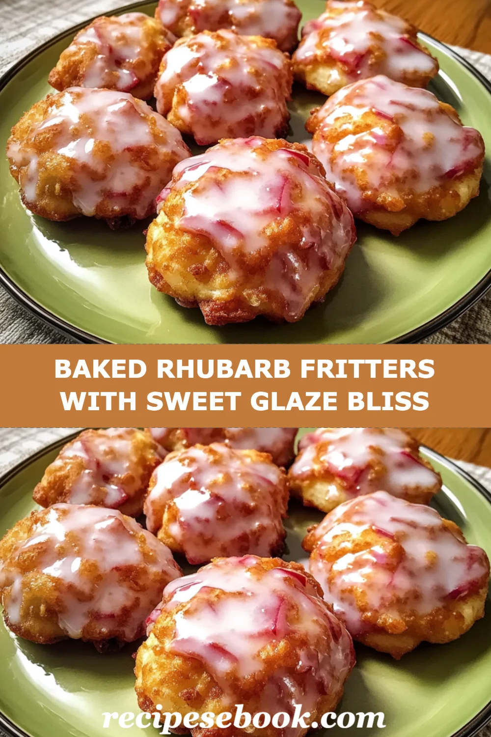 Baked Rhubarb Fritters with Sweet Glaze Recipe