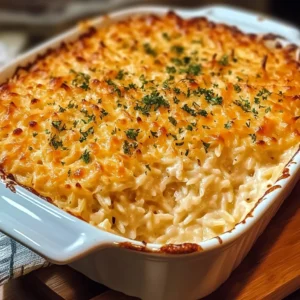 Buffalo Cauliflower Cheesy Orzo Bake Recipe