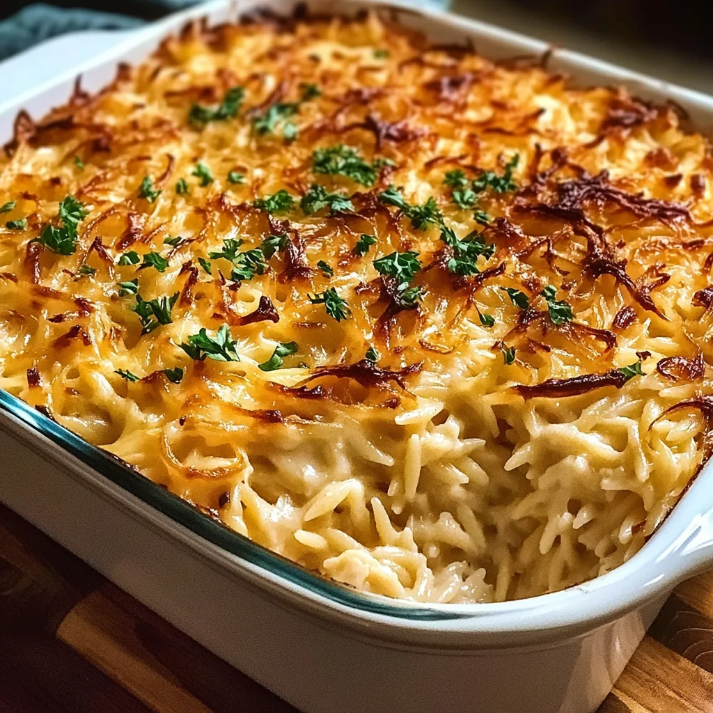 Caramelized Onion and Gruyère Orzo Bake Recipe