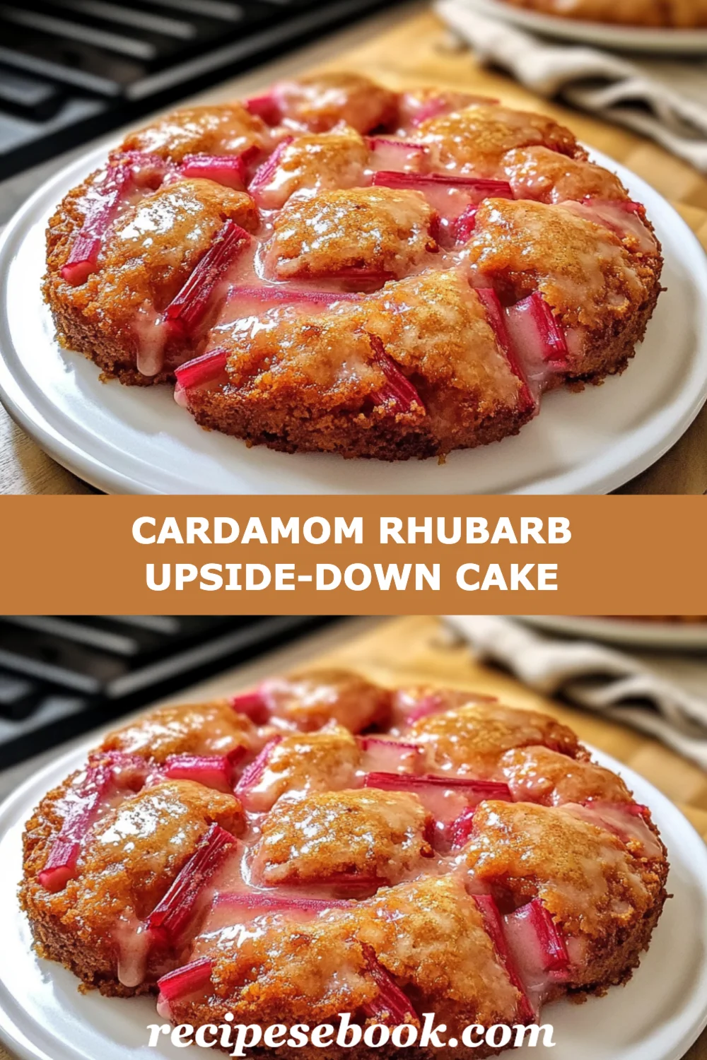 Cardamom Rhubarb Upside-Down Cake Recipe