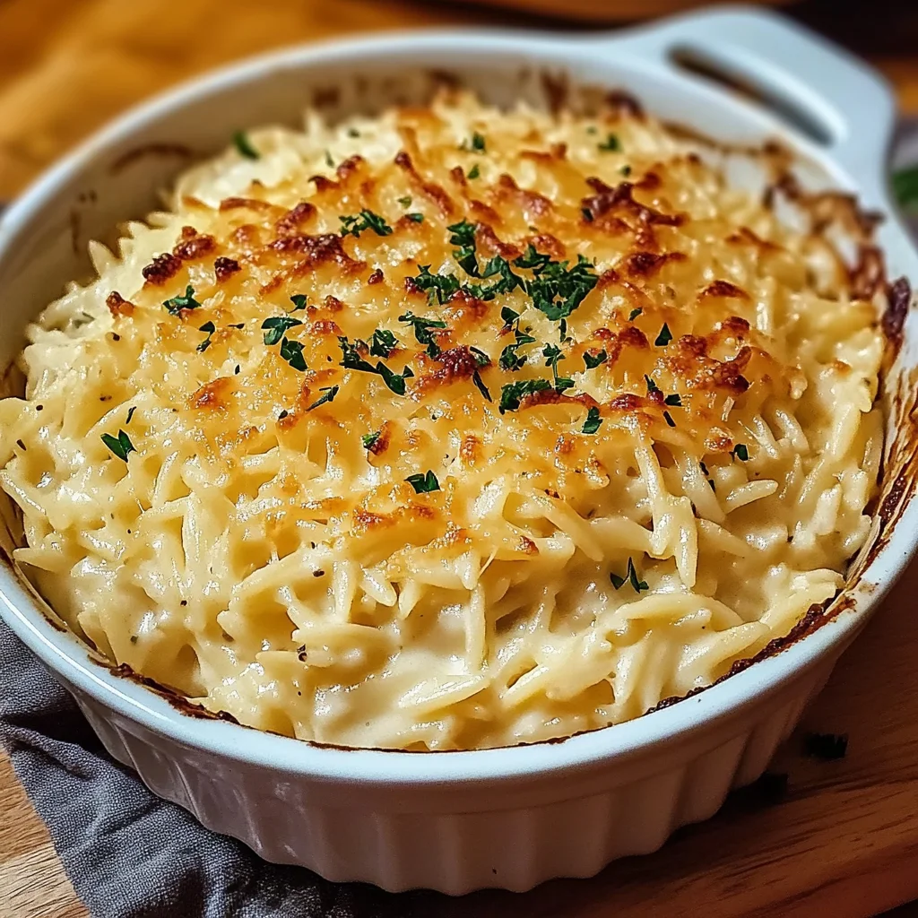 Creamy Garlic Parmesan Baked Orzo Recipe