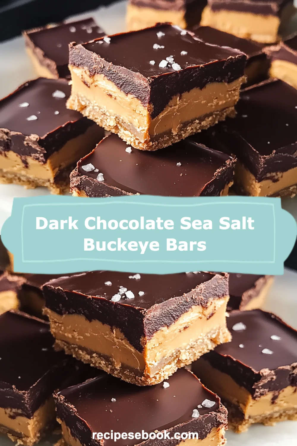 Indulge in Irresistible Dark Chocolate Sea Salt Buckeye Bars - Easy No-Bake Recipe!