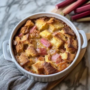 Delicious Rhubarb Bread Pudding Recipe