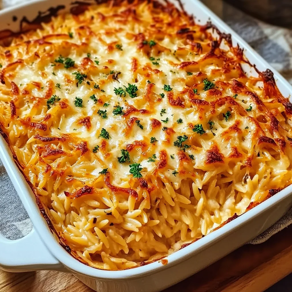 Roasted Red Pepper & Goat Cheese Orzo Bake Recipe