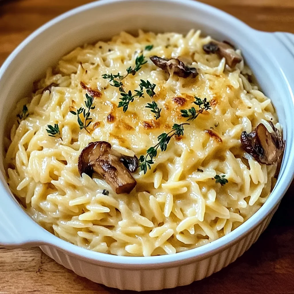 Wild Mushroom and Thyme Cheesy Orzo Recipe